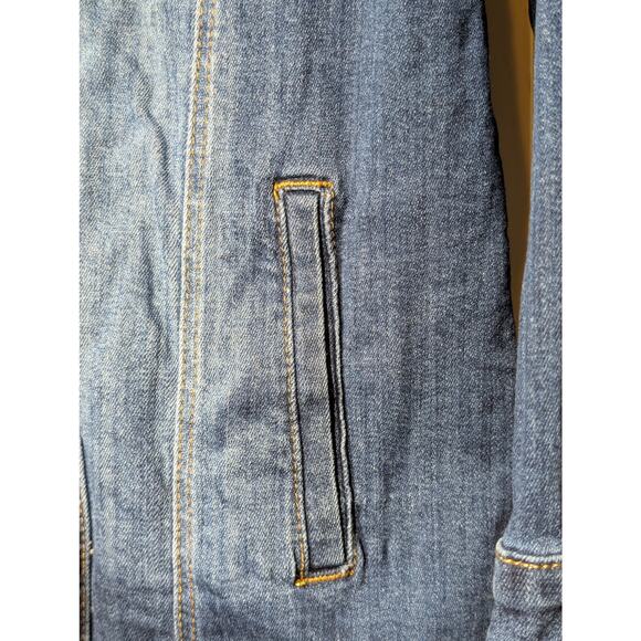 Judy Blue Distressed Long Sleeve Button Down Stretchy Denim Jacket Womens' Sz L - Picture 7 of 10